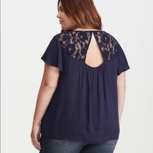 Torrid flutter sleeve lace back top